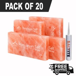 Himalayan Pink Salt Tiles 8x4x1 Pack of 20 | With Salt Adhesive