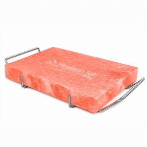 Himalayan Pink Salt Block Set with Steel Tray 12x8x1.5 Cooking Plate Grill Serve