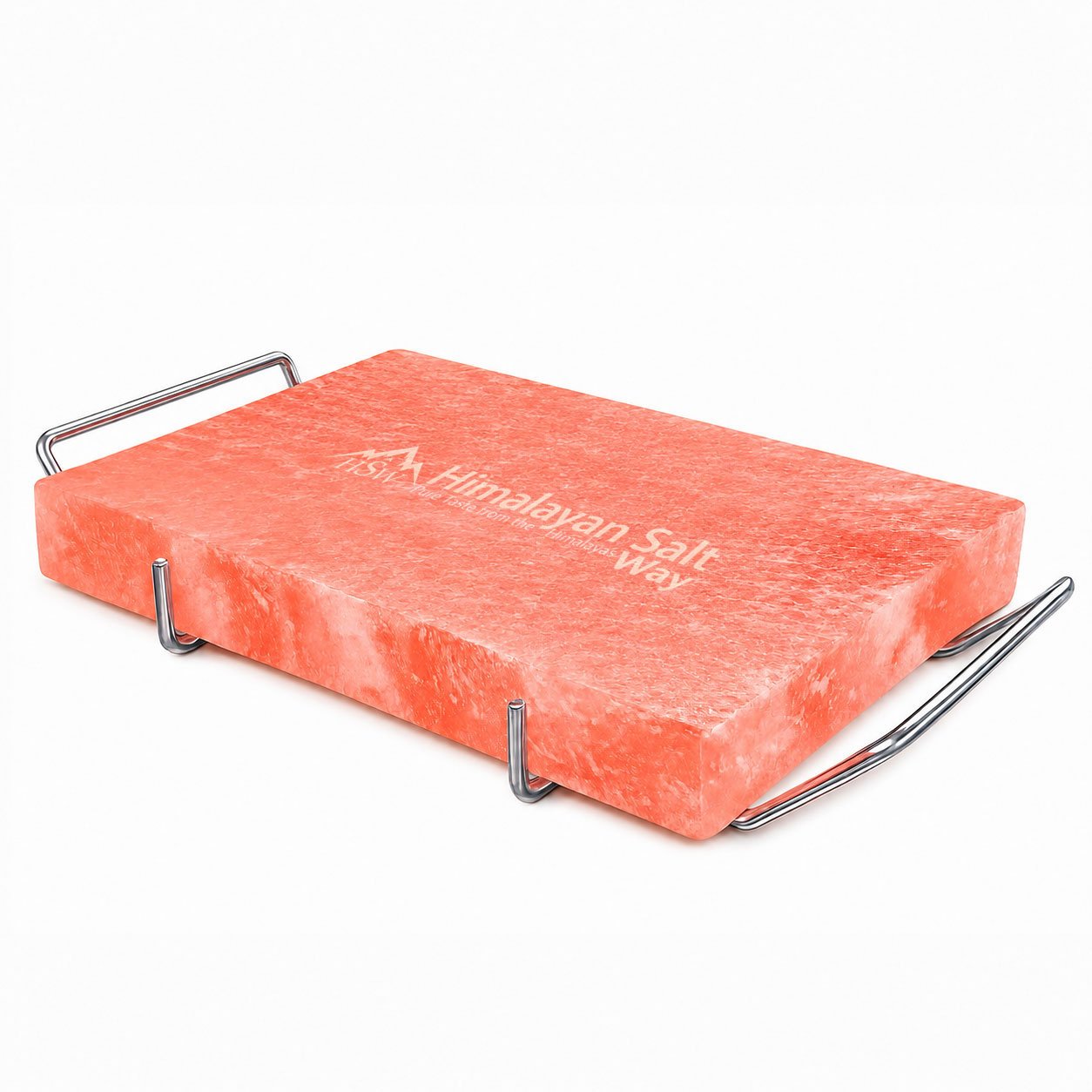 Himalayan Pink Salt Block Set with Steel Tray 12x8x1.5 Cooking Plate Grill Serve