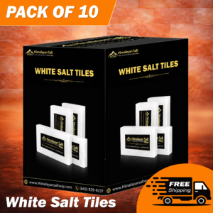 White Himalayan salt tiles natural crystal blocks for spa, wall, and cooking use