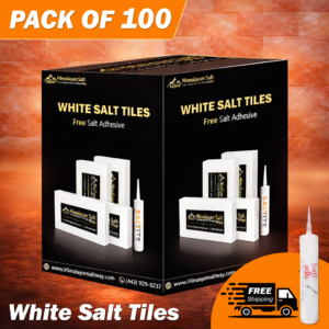 Himalayan White Salt Tiles 8x4x1 Pack of 100 | Free 3 Salt Adhesive