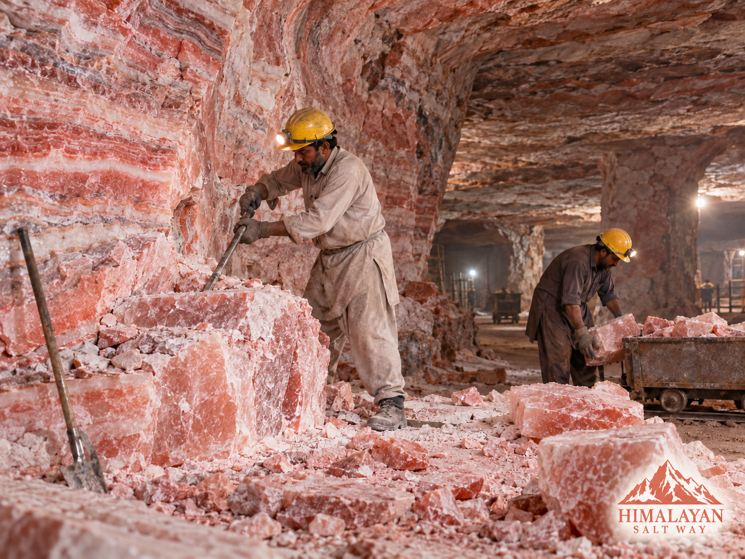 How Himalayan salt is mined in a pink rock salt mine